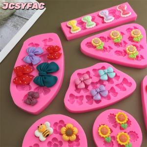 JCSYFAC Dễ thương phim hoạt hình hoa Bow Bee fondant Silicone khuôn DIY cupcake fondant bánh trang trí sô cô la kẹo nướng khuôn