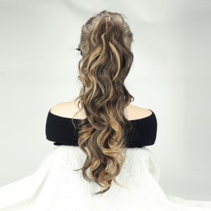 NO4 PANDA Fluffy Claw Clip Ponytail Extension Natural Elegant Wavy Curly Synthetic Hairpiece Trendy Easy to Wear Long Layered Ponytail Wig for All Hair Types