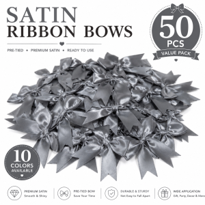 50pcs 85*85mm Fresh Pink Ribbon Bows Polyester Satin Bow Flower DIY Craft Decoration