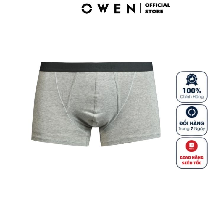 Quần Lót Nam Owen QLBR23834 Màu Xám Nhạt Dáng Boxer Slim Fit Vải Cotton Cao Cấp Sịp Đùi Thoáng Mát Dễ Chịu Co Giãn