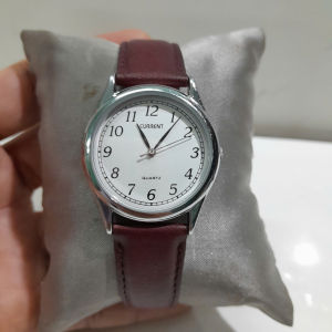 Đồng hồ đeo tay CURRENT Quartz mặt trắng dây da second hand Japan