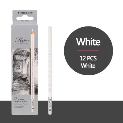12 PCS White Color Pencils For Drawing 2B Art Sketch supplies Stationery