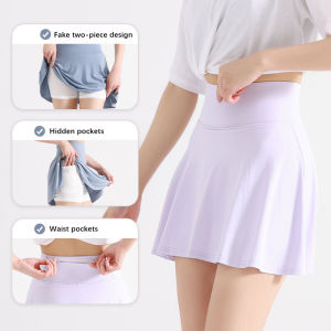 FEELCOOLSPORT TikTok New fashion nude sports skirt quick-drying anti-glare breathable running training fake two-piece yoga clothing skirt