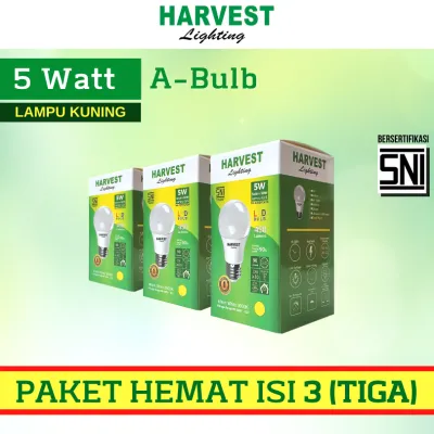 5W PAKET ISI 3 Bohlam Lampu A Bulb HARVEST LIGHTING LED 5 Watt GARANSI ORIGINAL BERGARANSI RESMI