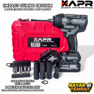 APR RAJA bor IMPACT WRENCH JUMBO AP33+ 1800nm 99vf 1/2inch fullset koper 2 baterai lxt pembuka baut roda motor mobil plus