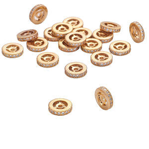 6-10mm 14K Copper Inlaid Zircon Wheel Beads For Bracelet Necklace Jewelry Making