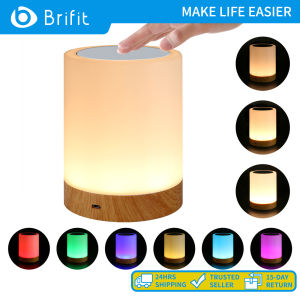 Brifit LED Light Colorful Creative Wood Grain Rechargeable Night Light 6 Color Bedside Table Lamp Rechargeable Atmosphere Light 3 brightness Touch Pat Light Suitable for Bedrooms Living Rooms Corridors Outdoor Camping