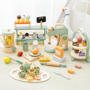 Bộ đồ chơi mô phỏng bộ dụng cụ làm bánh và trà bằng gỗ dành cho trẻ em