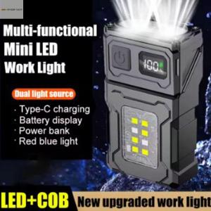 HPVDBP USB ชาร์จได้ พวงกุญแจไฟฉายไฟฉาย แอลอีดี สว่างมากๆ ไฟทำงานแบบพกพา มัลติฟังก์ชั่ กันน้ำกันน้ำได้ ไฟคลิปหมวก ตั้งแคมป์เดินป่า