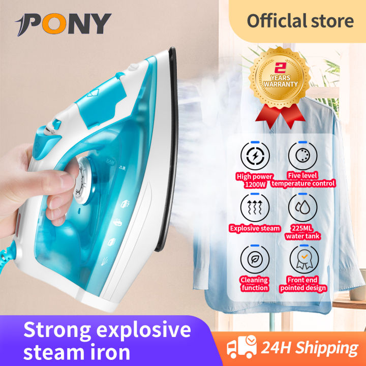 PONY HOMEIron Steam Garment Steamer Iron Non Stick Soleplate 1200W