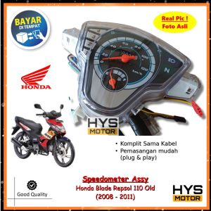 HYS Spidometer Assy Honda Blade Repsol 110 Lama Old 2008 - 2011 Speedometer Kilometer KM Full Set Kabel Mika Tebal