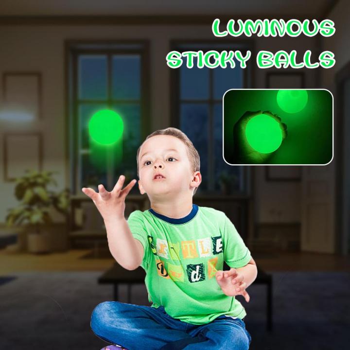 6cm Luminous Balls High Bounce Glowing Stress Ball Glow In Dark Sticky