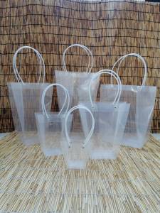 ถุงของขวัญ PVC ใสถุงดอกไม้พลาสติกพร้อมถุงของขวัญ