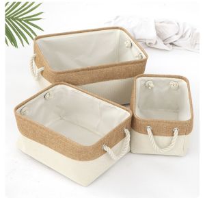 NINEONE Linen Fabric Folding Storage Box Kids Toys Organizer Home Laundry Basket Closet Portable Storage Bins