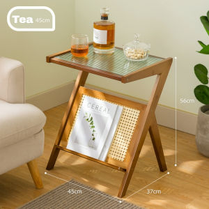 AF HOME Coffee Table Stylish Tea Table with Glass Top - Perfect as Coffee Table or Bedside Table Bamboo