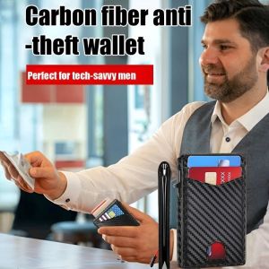 Mens Carbon Fiber Magnetic Card Holder Slim Minimalist Design Secure Closure Durable Lightweight Mens Fashion Wallet Organizer