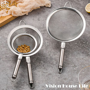 Vision 304สแตนเลสทอด Colander มือถือ Fine ตาข่ายหน้าจอช้อนกรองน้ำมันครัวก๋วยเตี๋ยว Scoop นมถั่วเหลืองกรอง Screen