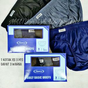 Celana Dalam Katun Pria Sorex M3201 Satuan Dan Kotakan isi 3pcs Ukuran M-XL / Celana Dalam Laki-Laki