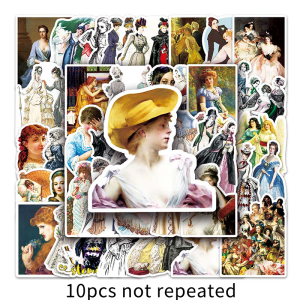 50PCS Exquisite Noble Retro Palace Style Woman Stickers Cartoon Waterproof Decorative Luggage Notebook Stickers