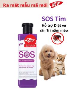 Hanpet - Sữa tắm SOS màu tím sữa tắm cho chó mèo 530ml diệt ve rận và nấm mèo