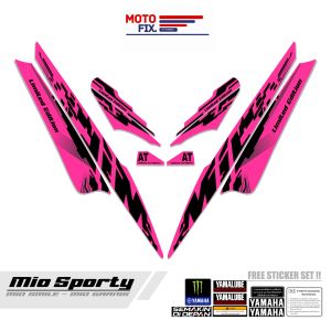 Stiker Striping Decal Body Motor Yamaha Mio Sporty Atau Smile Variasi Dasar Putih Free Sticker Set