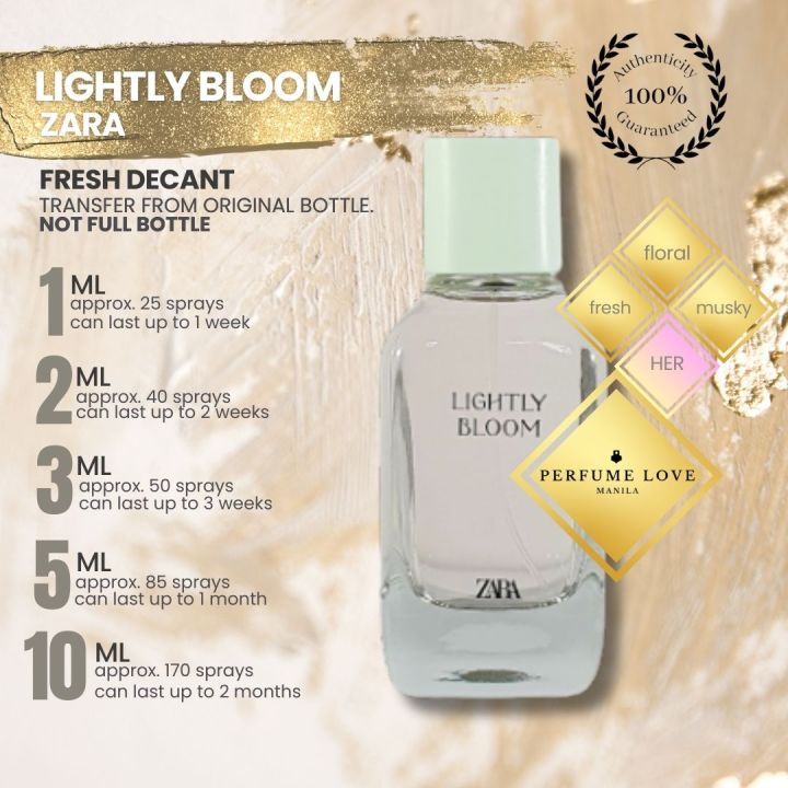 PERFUME DECANT Zar a Lightly Bloom floral, fresh, musky notes