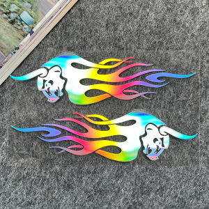 Flame Bull Motorcycle Sticker Flaming Bull Motorcycle Front Windshield Body Helmet Waterproof Vinyl Decal