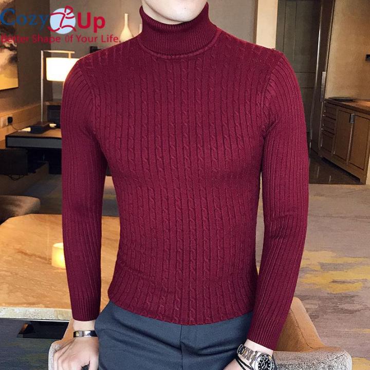 Cozy Up New Autumn Men Casual Sweater Turtle Neck Sweater Men Striped Slim  Fit Knitting Sweaters And Pullovers Men Knitwear Male