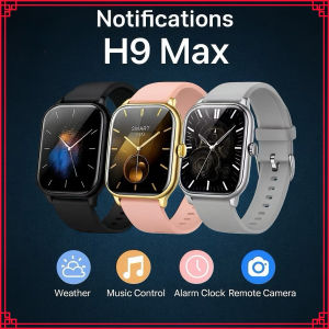 H9 Max Smart Watch Bluetooth Call Fitness Heart Rate Sport Watch Smartwatch H9 Watch 2.01” HD Touch Screen Receive/Dial Calls Game Bluetooth Music Heart Rate/Blood Pressure Monitor