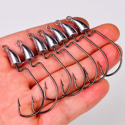 PROBEROS Jigging Hook 5pcs Lead Jig Head Hook 5g 7g 10g 14g Soft Plastic Lure Hook Barbed Fish Hooks 2/0# 3/0# Fishing Tools JIG008