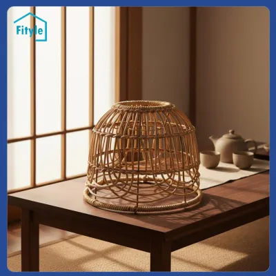 Fityle Woven Rattan Lampshade Look Wicker Brown Rattan Flower