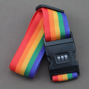 Rainbow Password Lock Packing Luggage Bag with 3 Digits Password Lock Buckle Strap Baggage Belts
