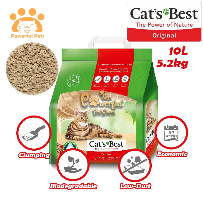 Cat s Best Oko Plus Original Cat Litter Natural Fibre Fiber Wood Flushable Cats Toilet Clumping 10L 5.2kg Lazada