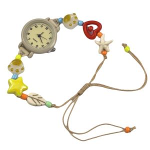 NOBLELYN Adjustable Bracelet Watch Beaded Pendant Star Heart Chain Watch Dopamine Quartz Watch Women Girls