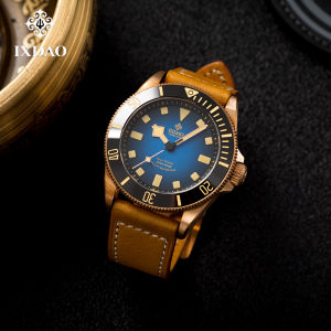 IXDAO IPOSE Bronze Mens Automatic Watch PT5000 Sapphire Crystal Leather Strap 20Bar Water Resistant