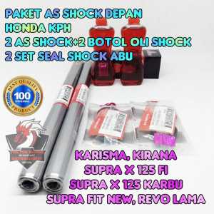 Paket As Shok Depan KPH Asli Original Motor Honda Karisma  Kirana  Supra Fit New  Supra X 125 FI Injeksi  Supra X 125 Karbu  Revo Lama  Kharisma 2 batang as shok 2 set seal sok + abu  1set Oli shock Pipa halu halu ass skok sock Ori Ahm