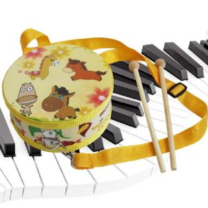 HENRYQ Wooden Childrens Drum Toy Animal Pattern Double Sided Musical Instrument Toy Birthday Gift Drum Sticks Strap Kids Hand Drum Toddler Kids