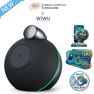 WiWU Conch Wireless Charger Speaker Wi-G042 | 25W Qi2 Magnetic Fast Charging 3-in-1 (Phone/Watch/Earbuds) | Bluetooth Speaker with Hi-Fi Bass & Ambient Light | for iPhone Android