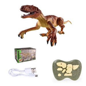 2.4G Remote Control Dinosour Raptor Model Mainan Jurassic World Bisa Jalan Lampu Dah Suara Dino Toys