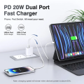 100% Original QC3.0 Fast Charger PD QC 3.0 Adapter And Cable Dual Port USB Type-C Wall Adapter. 