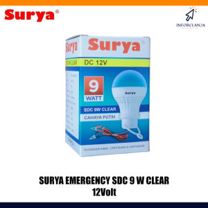 Lampu Bohlam DC  9 Watt Surya SDC 9w Emergency Cahaya putih kabel Jepit Aki 12 Meter