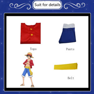 One Piece Monkey D Luffy Wano Country Cosplay Costume Full Set With Straw Hat S‑XXL
