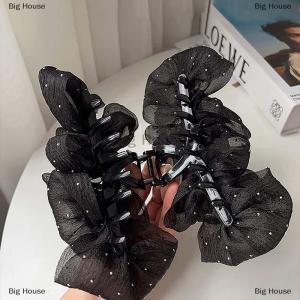 [COD] Big House Large Bow Mesh Hairpin Temperament Elegant Women Hair Claw Clips Princess Headdress Fashion Grab Clip Female Hair Accessories