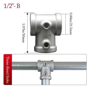 MECOME เหล็กโลหะผสมอลูมิเนียม ตัวเชื่อมต่อฟิตติ้งท่อ หัวเข็มขัดแบบตายตัว 1 \ 2 /3 \ 4"/1 ขั้วต่อท่อกลม  ดีไอวาย ตัวยึดเฟรม ชั้นวางท่อเหล็ก