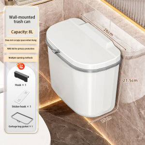 Kitchen Trash Can With Cover Sliding Wall Mounted Hanging Garbage Bin for Bathroom Waste Recycling Storage