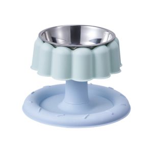 OUTOPEN Cake Shape Pet Stainless Steel Bowl Non-Slip Base Elevated Design Anti-Ant Design Bowl Pet Supplies Cartoon Neck Protection Bowl For Cats Dogs