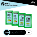 NYU Henna Shampoo Hair Color Natural Black isi 4 x 20ml - NYU Sampo Henna Pewarna Rambut. 