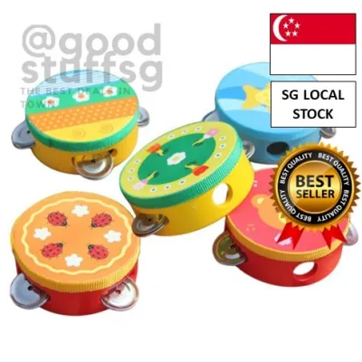 [SG FREE ] Educational Cartoon Musical Tambourine Beat Instrument Hand Drum Baby Toys