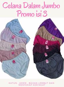 PROMO ISI 3 - XXL Warna Acak Celana Dalam Wanita Dewasa Katun Golden Nick Besar Jumbo Big Size CD GN - tukiyem13
