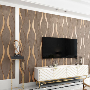 Wallpaper Stiker Dinding Aesthetic Motif Wave Gelombang Klasik Abu Silver Bahan PVC Grade A Anti Air